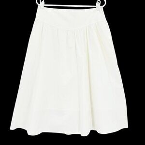 Liz Claiborne Womens Stretch Zip/Pockets Side Lined White Midi Skirt Size 8 NWOT